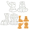 Set of 4 Baby Giraffe Cookie Cutters (Lion, Elephant, Hippopotamus, Giraffe)