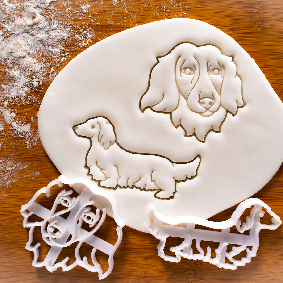 Set of 2 Long Haired Dachshund Cookie Cutters