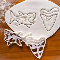 Set of 2 Cookie Cutters: Megalodon Shark & Megalodon Tooth