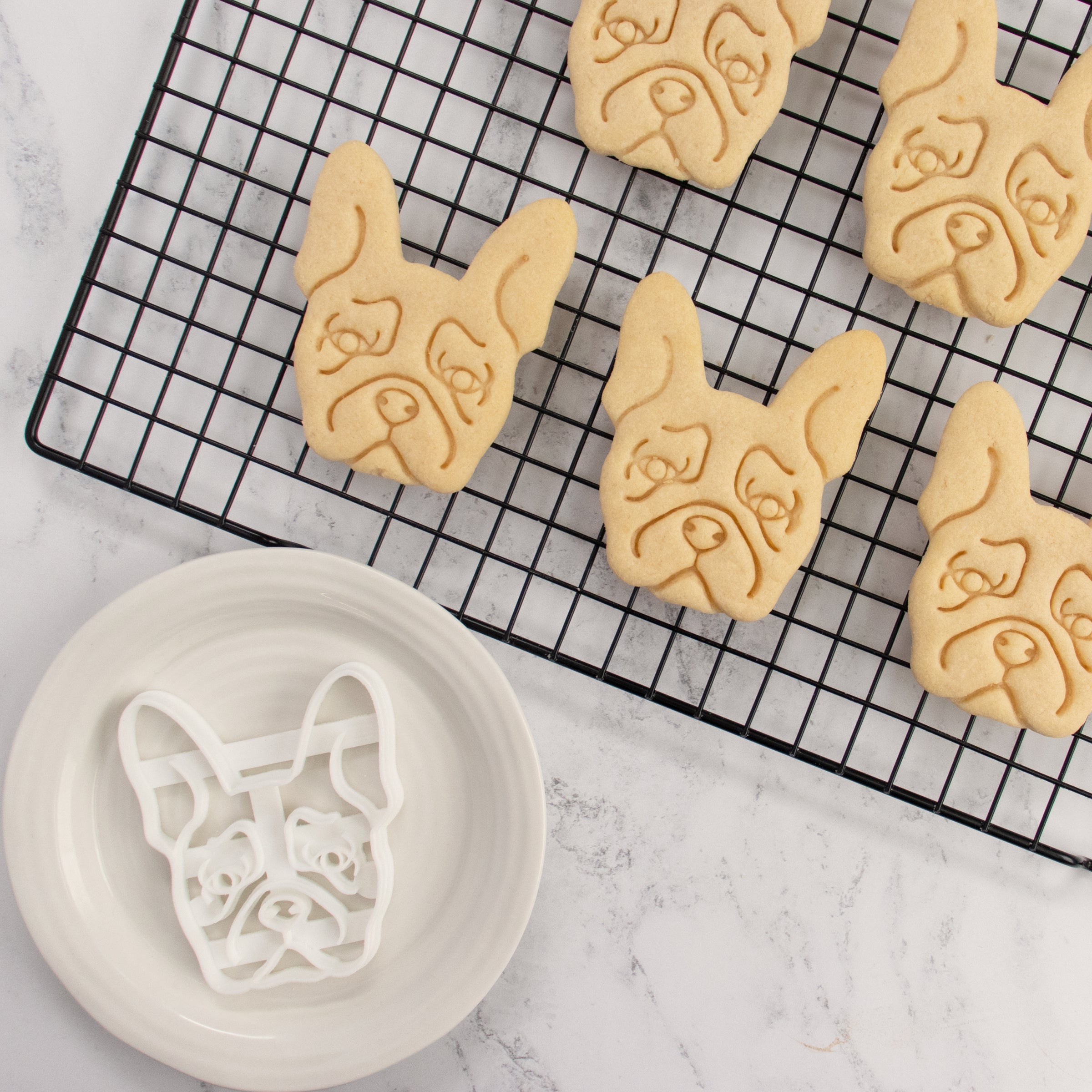 french bulldog face portrait cookies