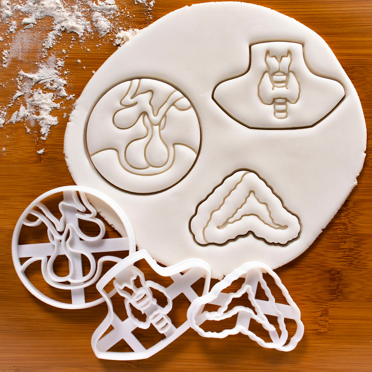 Set of 3 Cookie Cutters: Thyroid, Pituitary and Adrenal Glands
