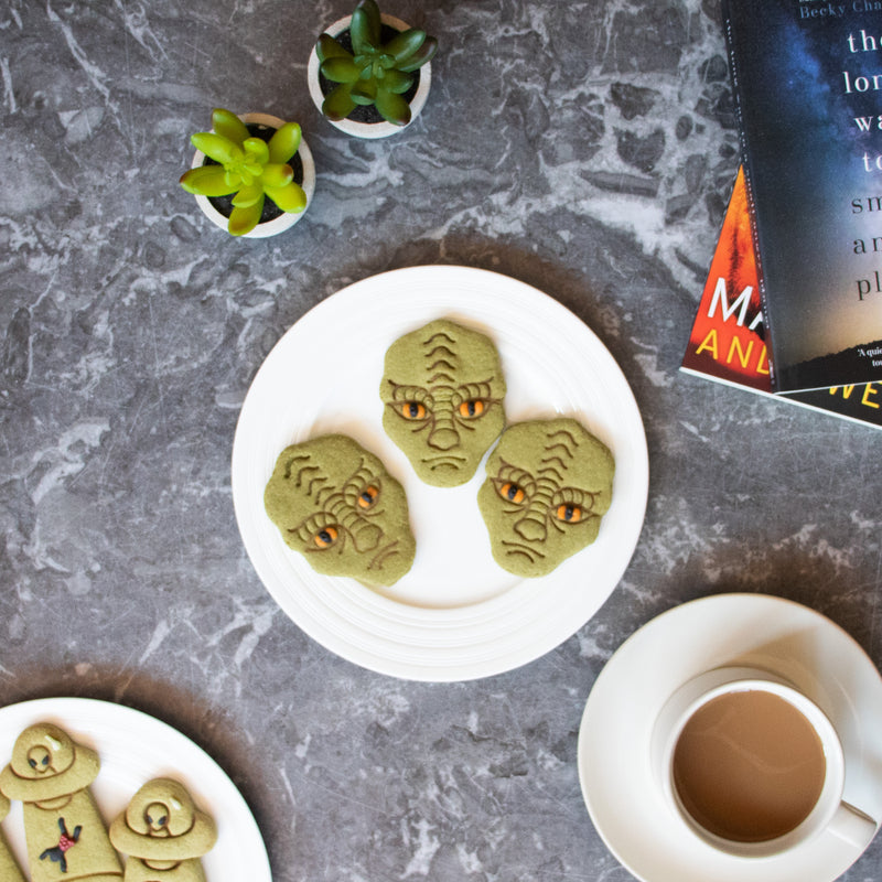 reptilian alien halloween cookies
