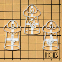 Set of 3 UFO Abduction Cookie Cutters (Man, Cow, & Pizza)