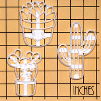 Set of 3 Cookie Cutters: Tall Cactus, Prickly Pear, & Kawaii Succulent