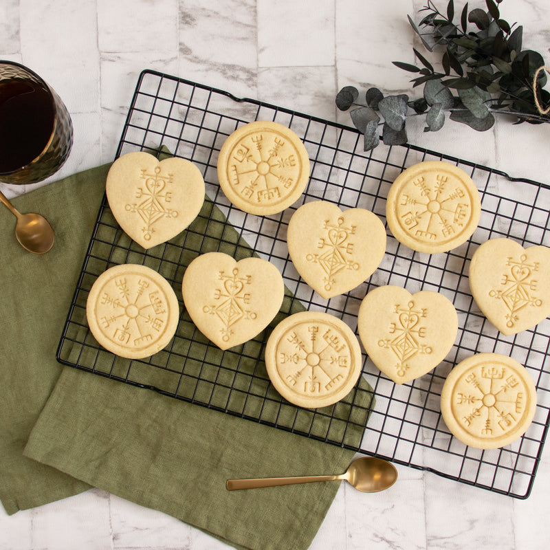 Runic Compass Cookies (Vegvisir) and Love Charm Cookies (Astarstafur)