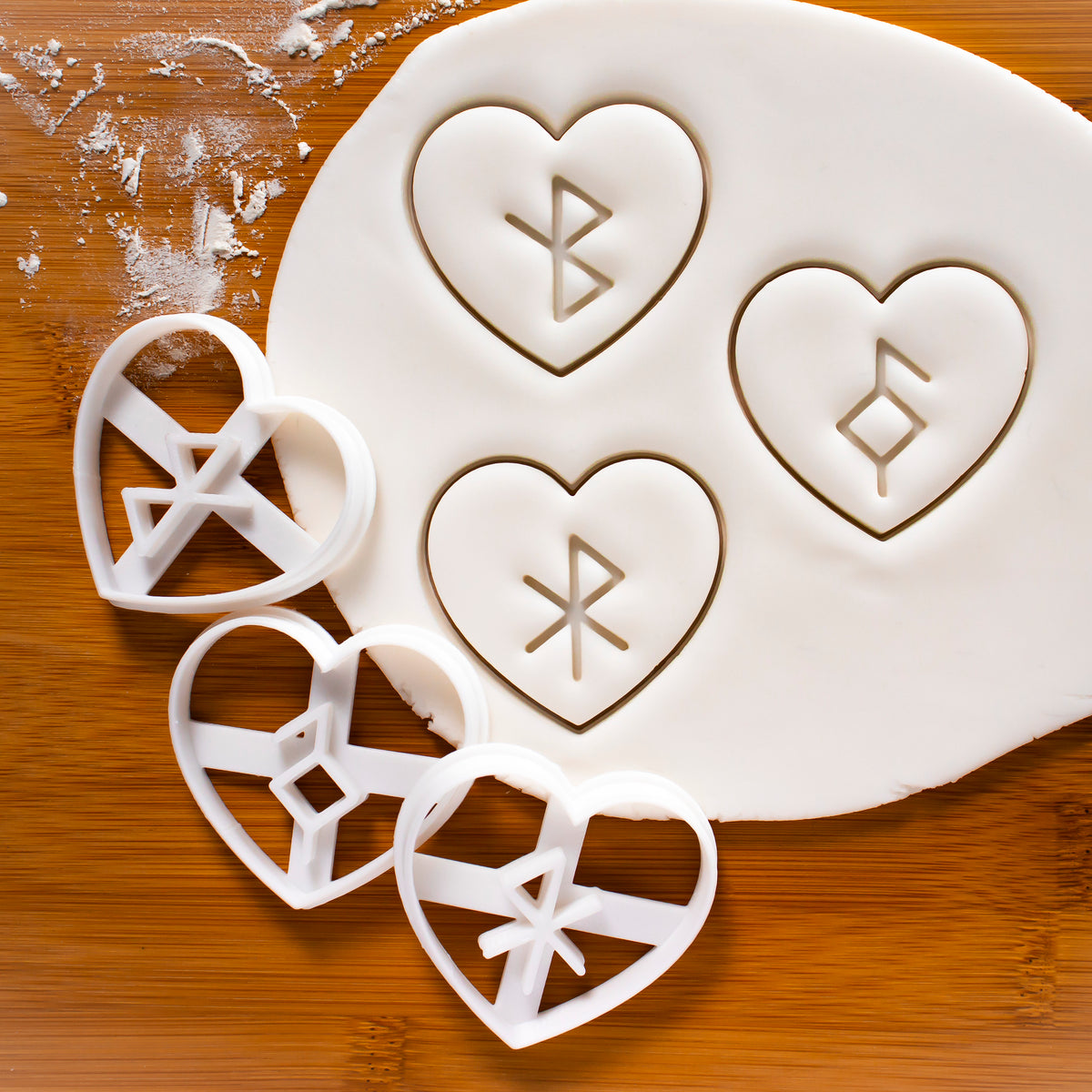 Set of 3 Nordic Rune Cookie Cutters: Healing, Good Health, & Love