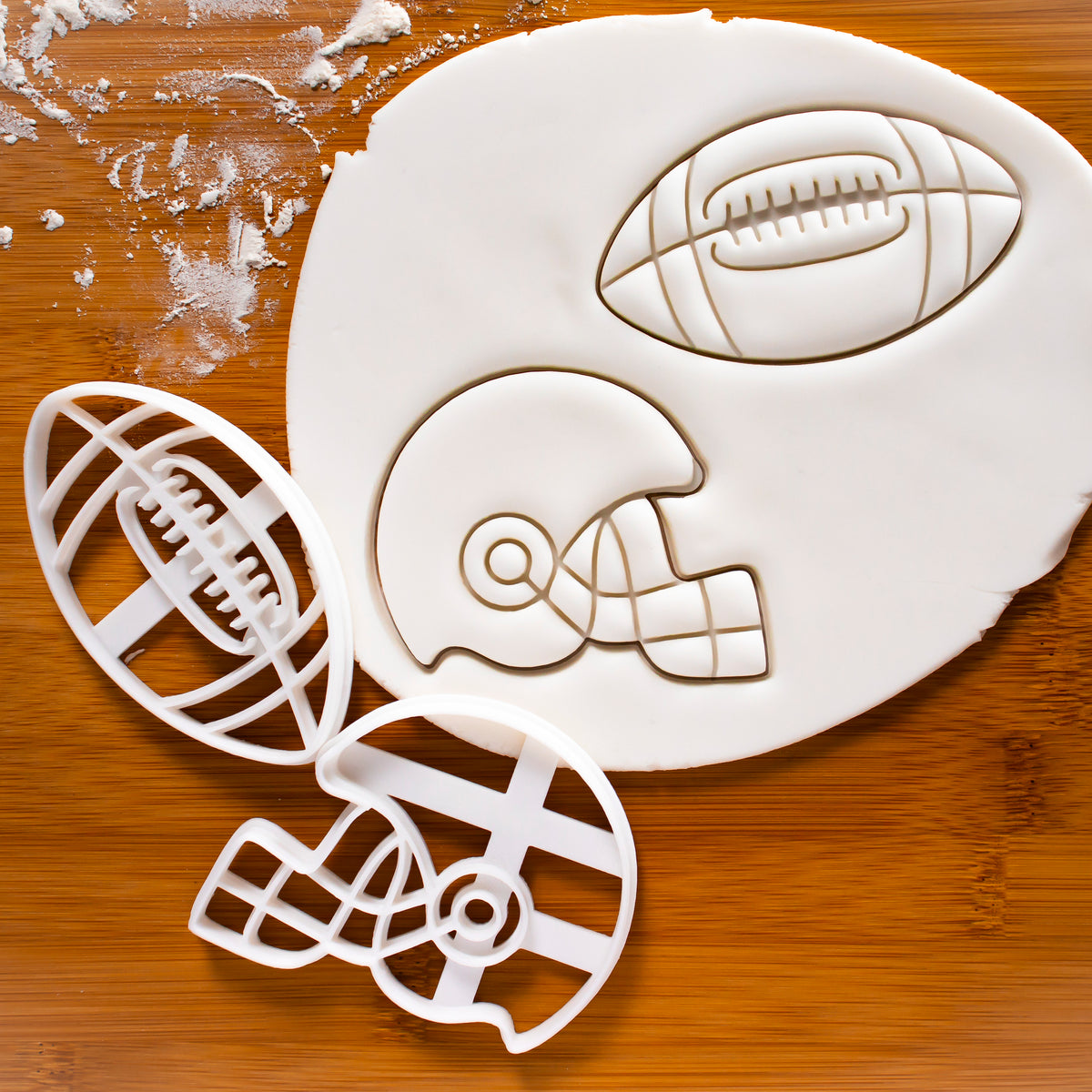 fondant cutout football helmet Set of 2 American Football and Helmet Cookie Cutters – Bakerlogy