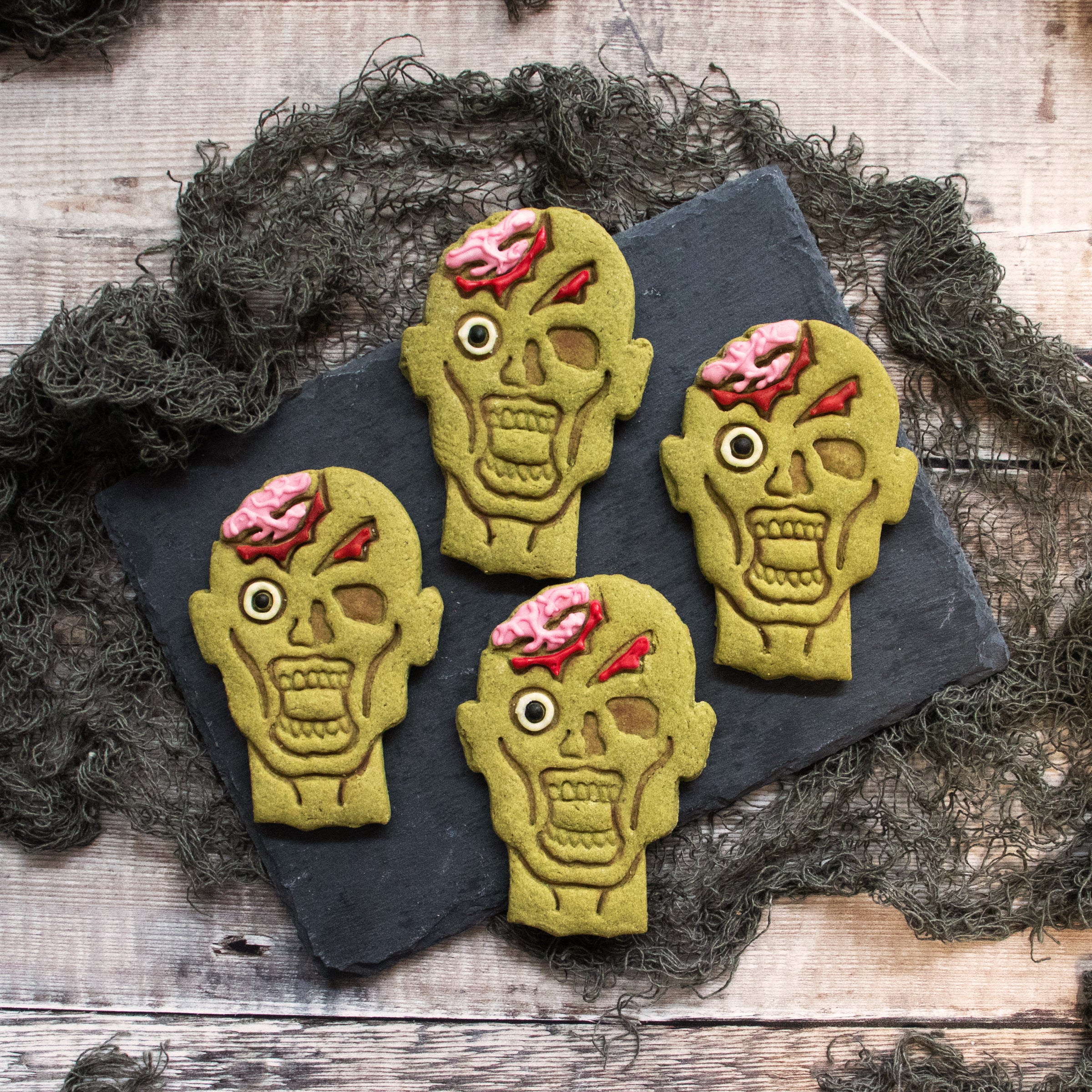 zombie head matcha cookies