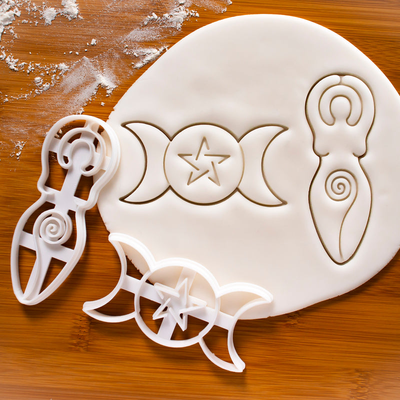 Set of 2 Cookie Cutters: Triple Goddess & Spiral Goddess