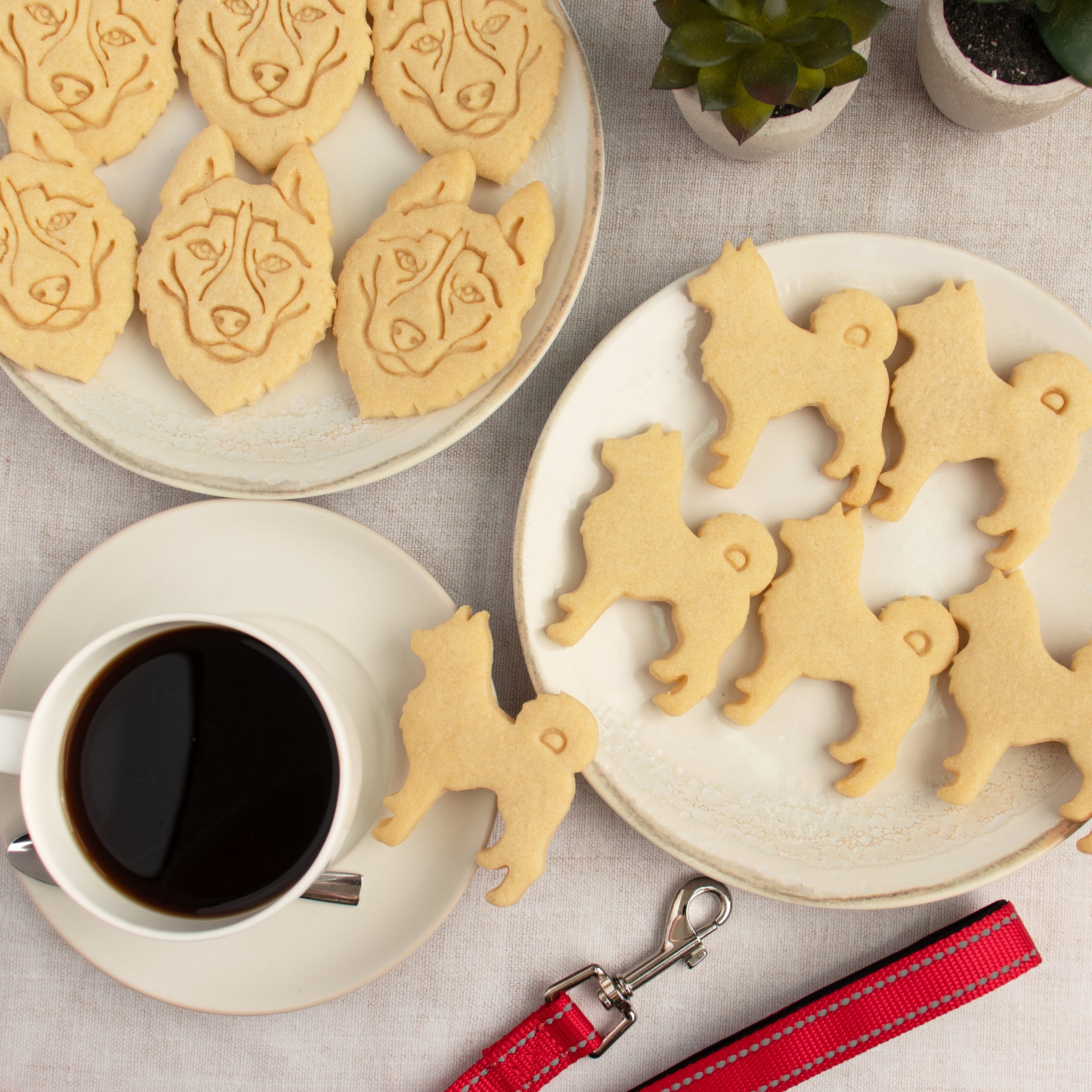 husky face and silhouette cookies
