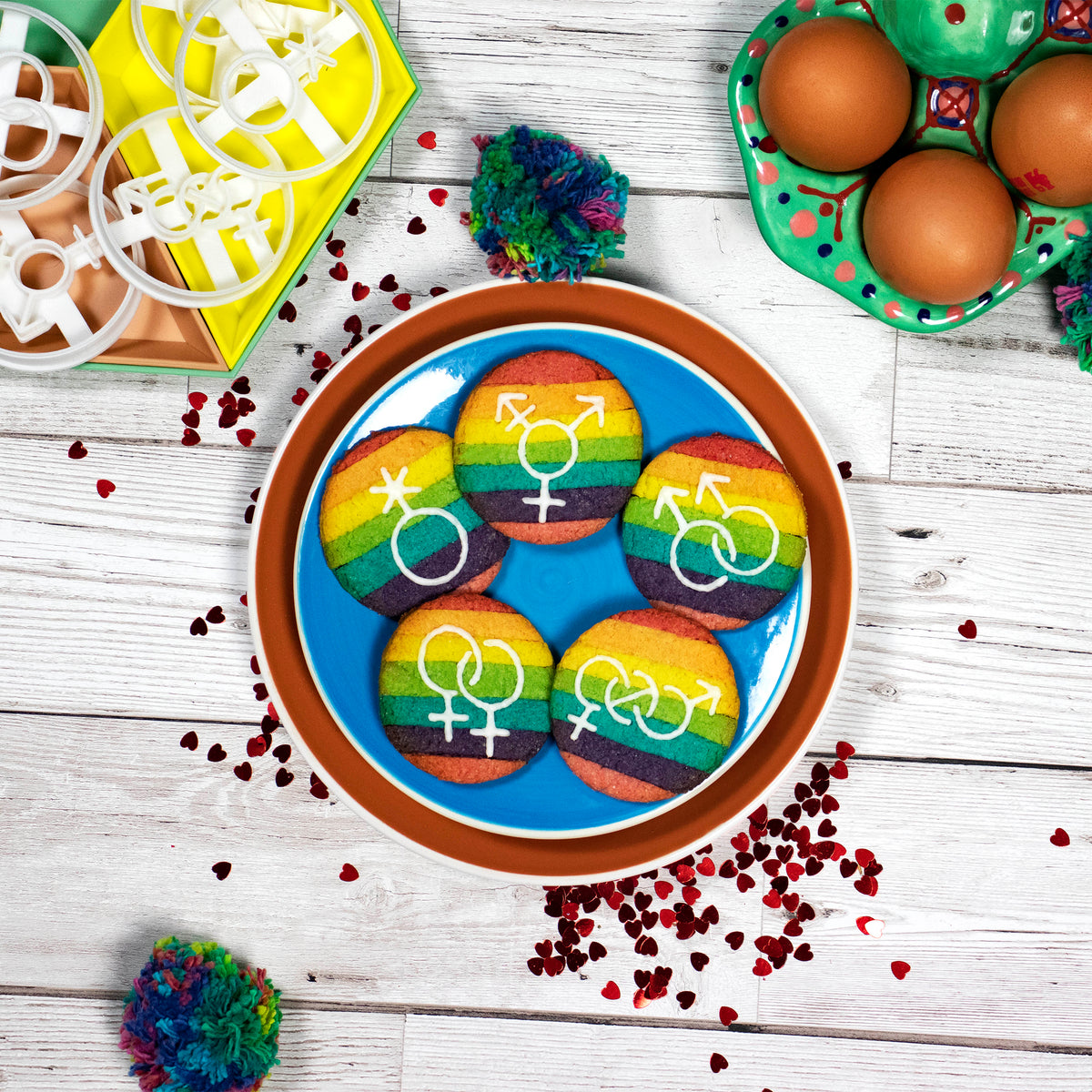 Set of 5 LGBTQ Symbol Cookie Cutters (Lesbian, Gay, Bisexual, Transgender, and Genderqueer)