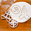 set of 2 yoga cookie cutters, namaste hands and aum om symbol
