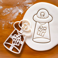 UFO Christmas Present Abduction Cookie Cutter