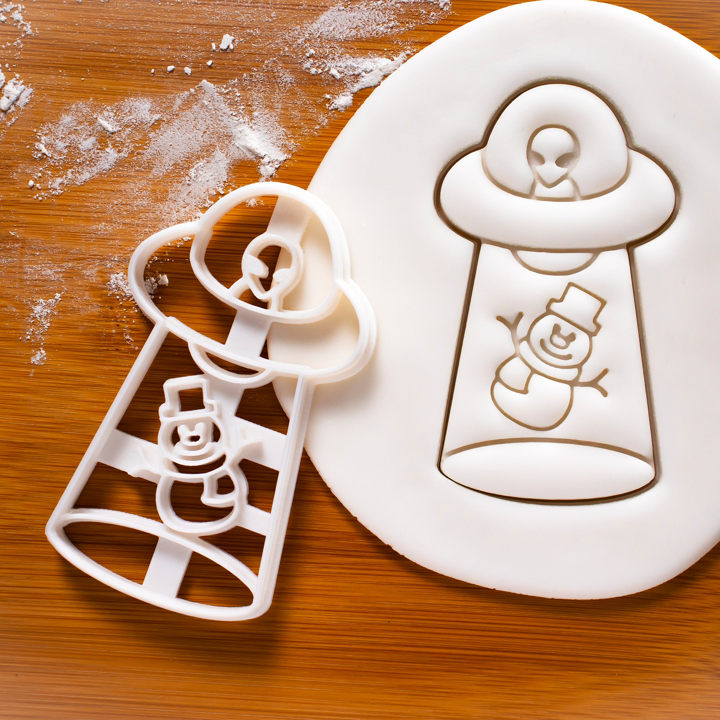 UFO Snowman Abduction Cookie Cutter