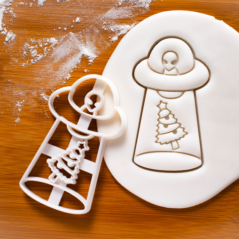 UFO christmas tree abduction cookie cutter