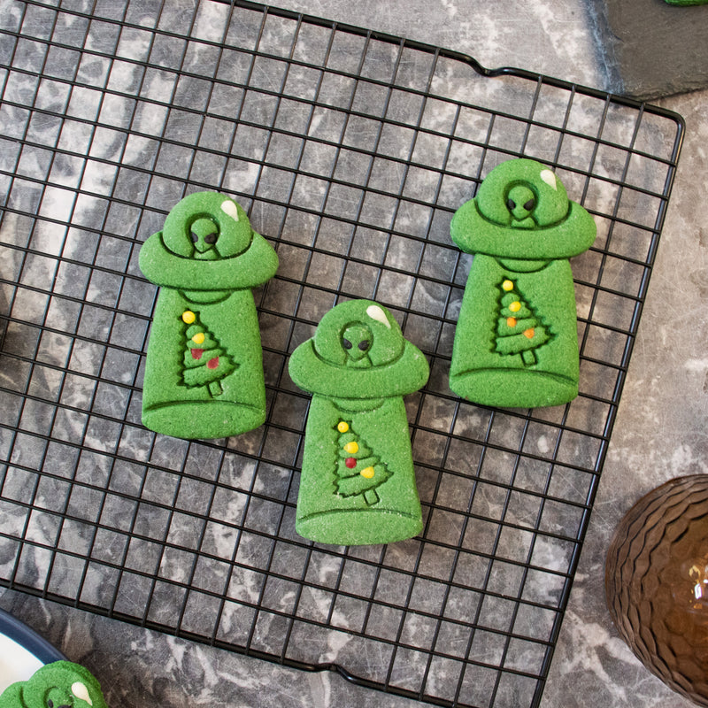 alien ufo abduct christmas tree cookies
