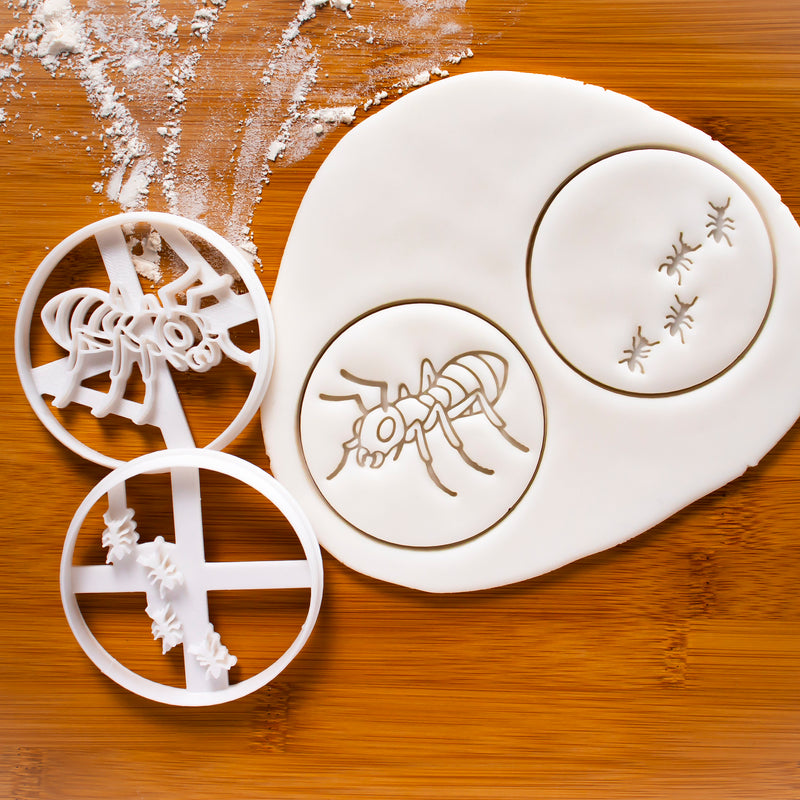 Set of 2 Ant themed Cookie Cutters: Realistic Ant and Ants Trail