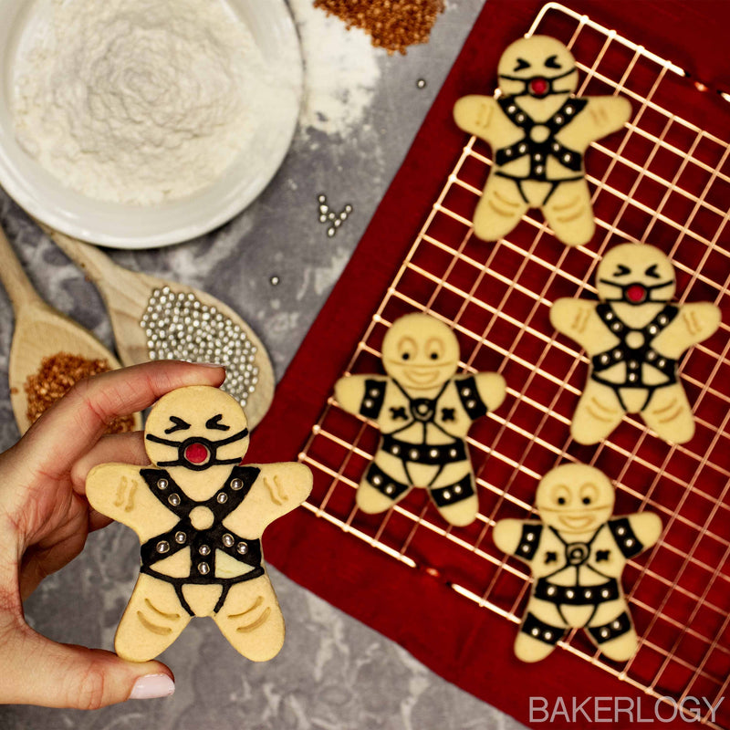 BDSM Submissive gingerbread man with ball gag cookies 