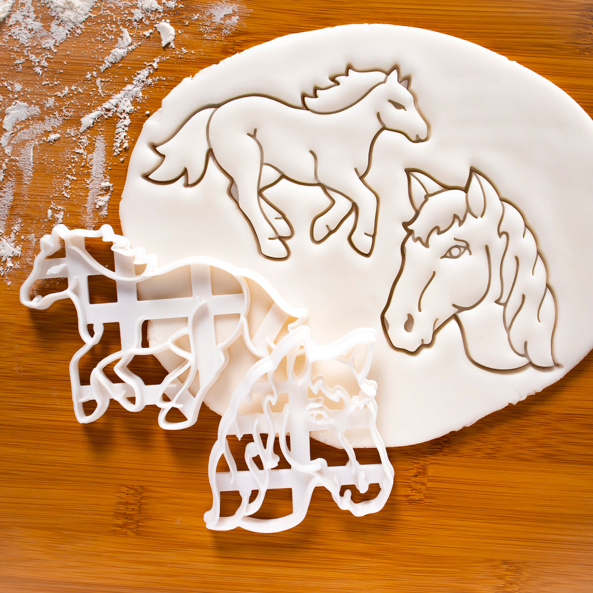 Set of 2 Horse Cookie Cutters: Face & Running