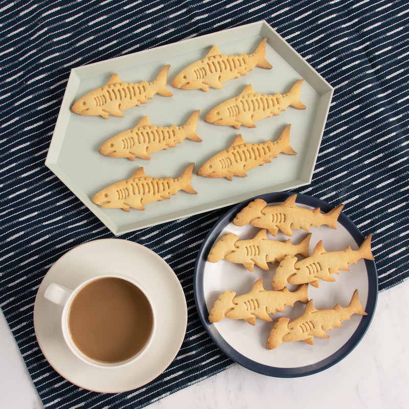 hammerhead shark and tiger shark cookies