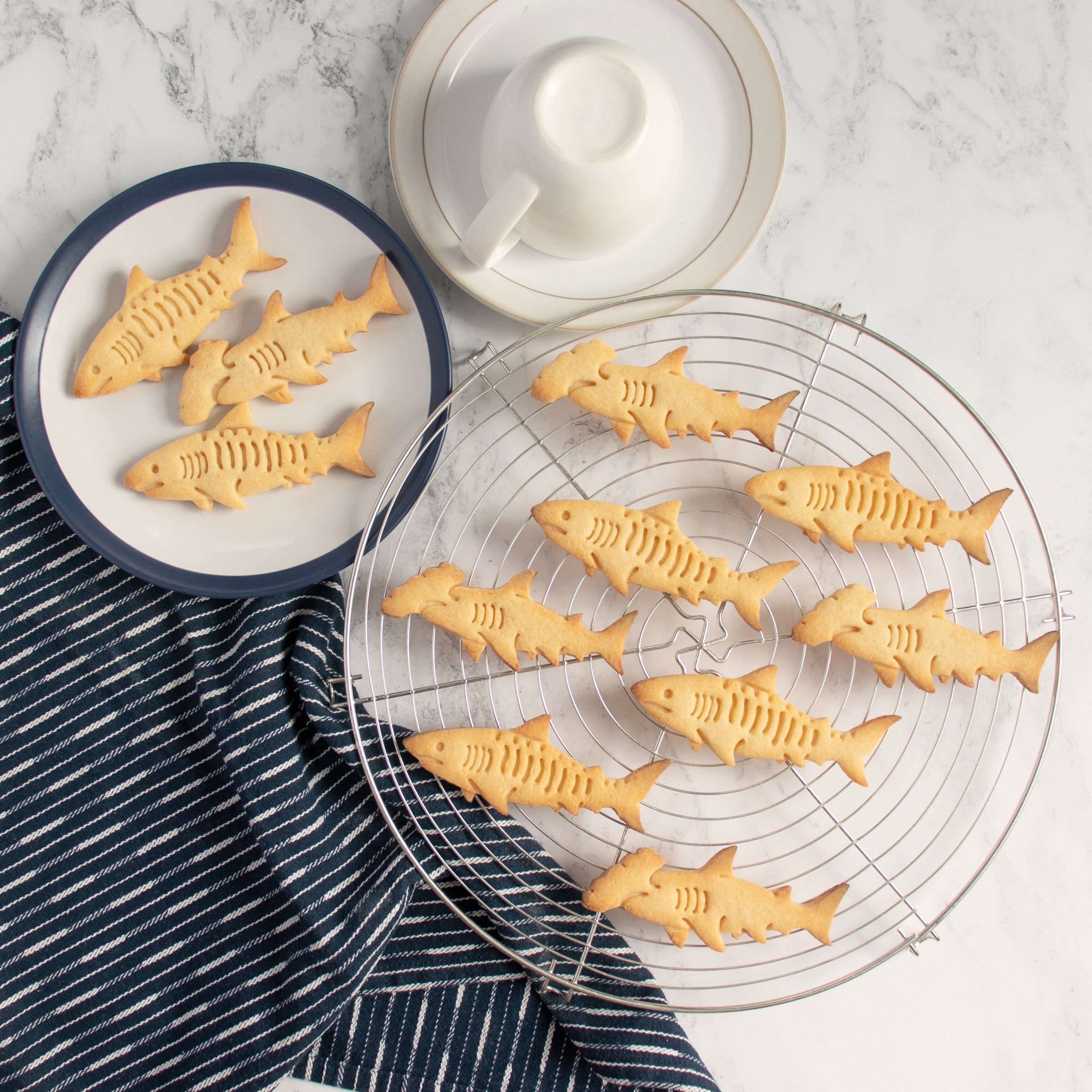 hammerhead shark and tiger shark cookies
