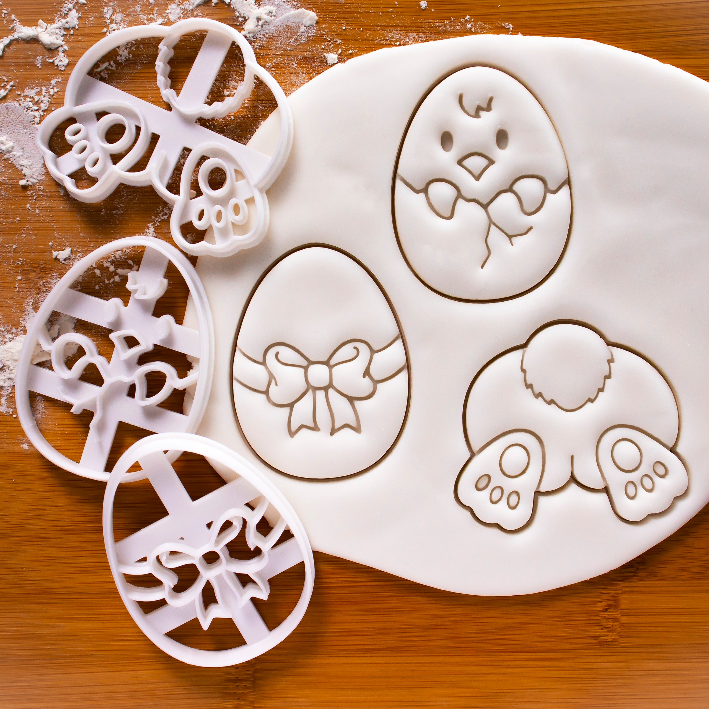 Set of 3 Easter themed Cookie Cutters: Bunny Butt, Easter Egg, and Easter Chick