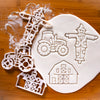 Set of 3 Farming Cookie Cutters (Barnhouse, Scarecrow, & Tractor)
