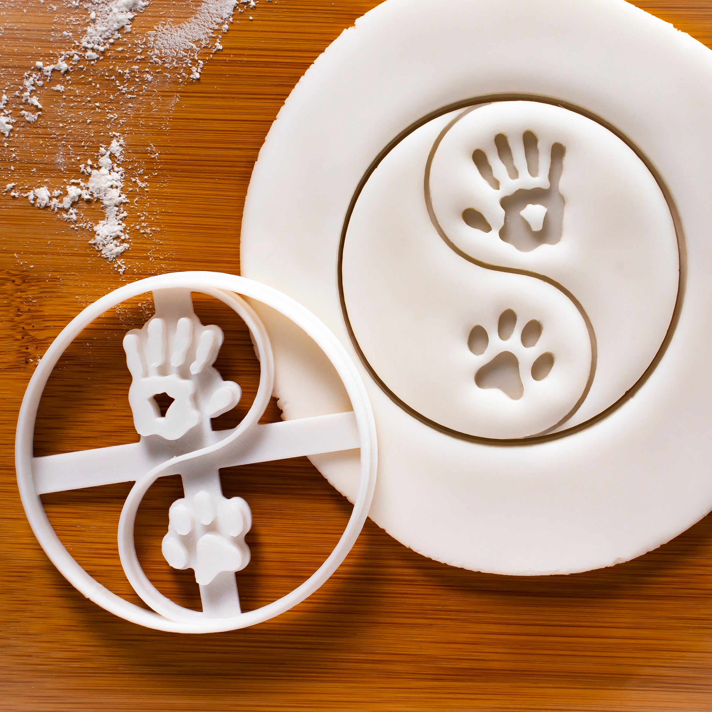 Yin Yang Dog Paw Print & Human Hand Cookie Cutter