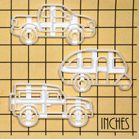 Set of 3 Camping Vehicles Cookie Cutters: Caravan, Pickup Truck, and SUV