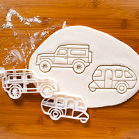 Set of 2 Camping Vehicles Cookie Cutters: Caravan and SUV