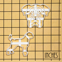 Set of 2 Boxer cookie cutters: Silhouette and Face