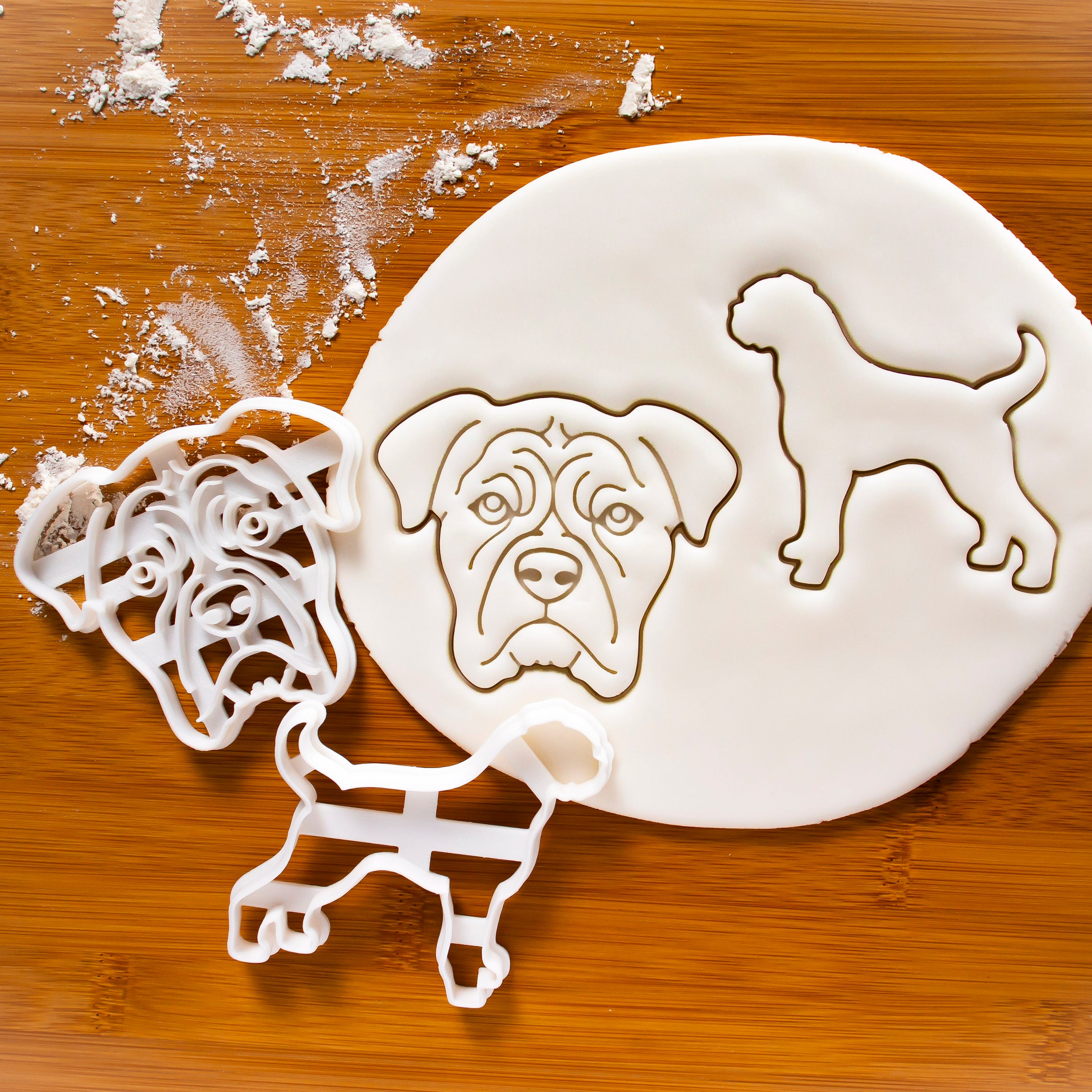 Set of 2 Boxer cookie cutters: Silhouette and Face