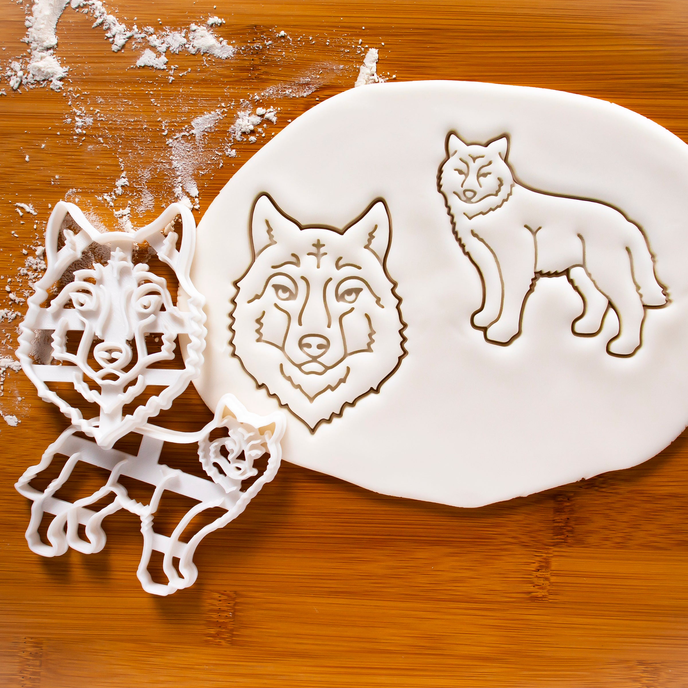Set of 2 Wolf Cookie Cutters: Face and Body