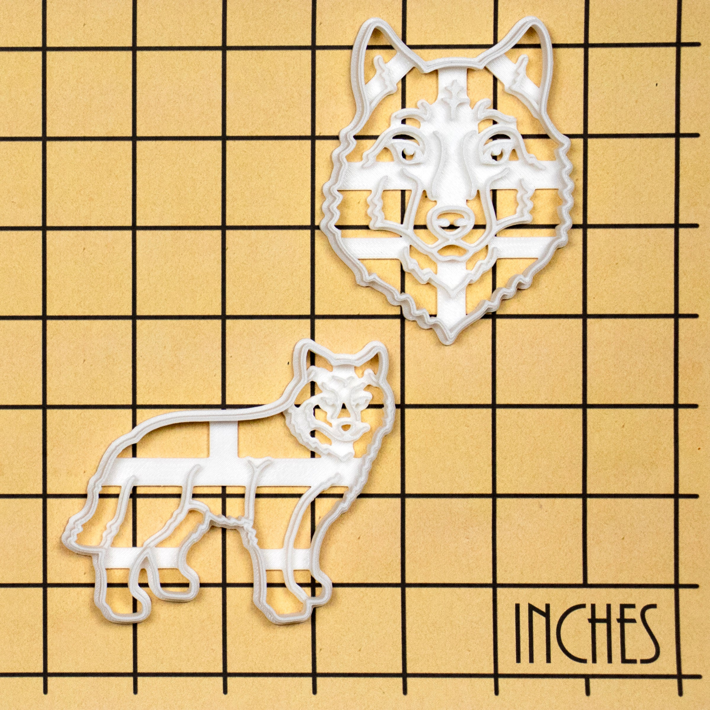 Set of 2 Wolf Cookie Cutters: Face and Body