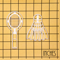 Set of 2 Badminton Racket and Shuttlecock Cookie Cutters