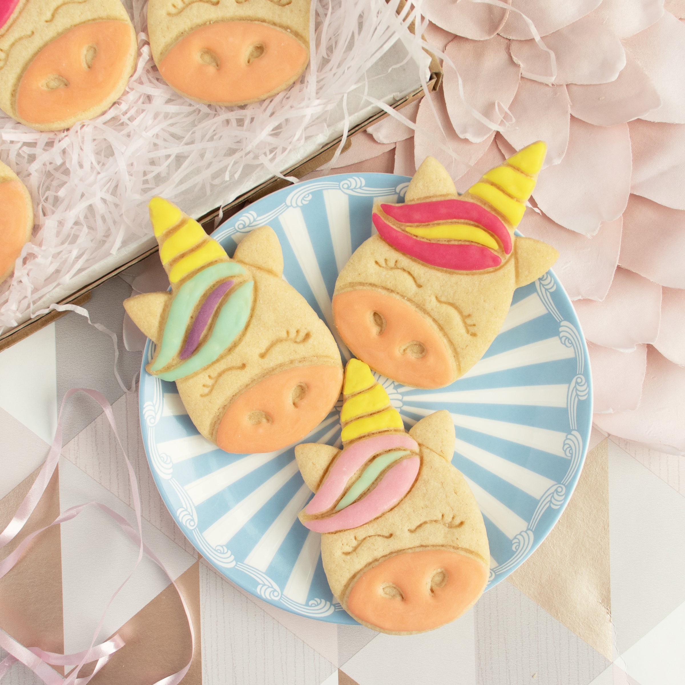 cute unicorn face cookies