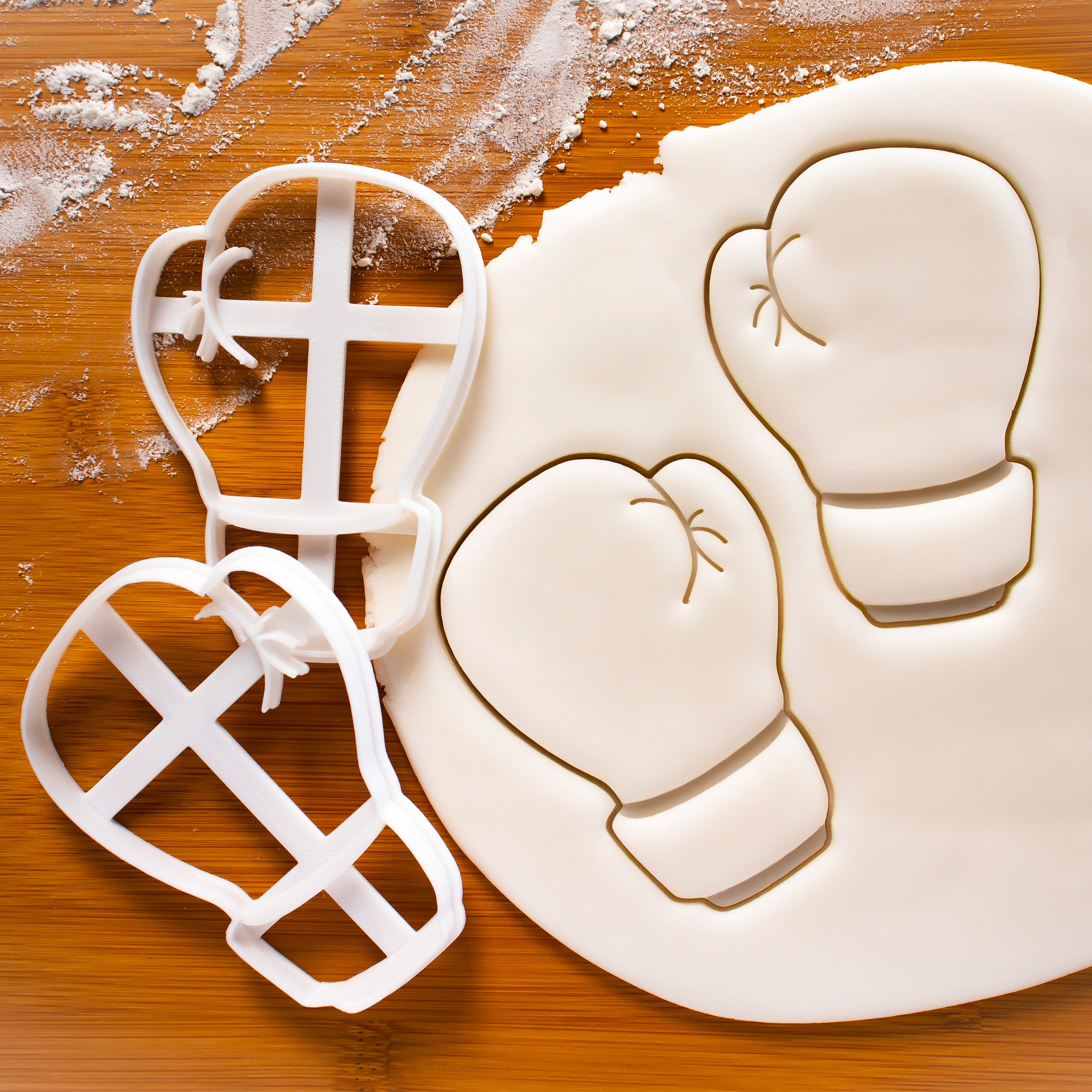Set of 2 Boxing Glove Cookie Cutters back view Bakerlogy