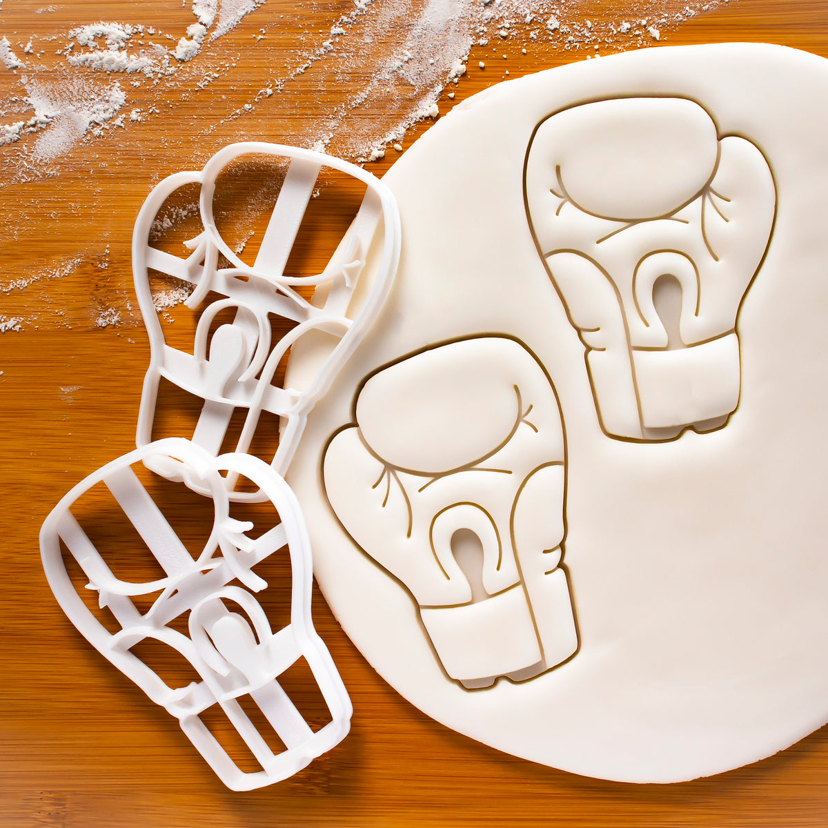 Set of 2 Boxing Glove Cookie Cutters (palm view)
