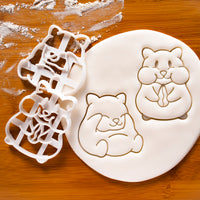 Set of 2 Hamster Cookie Cutters: Eating and Grooming