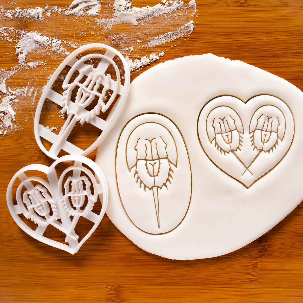 Set of 2 Horseshoe Crab Cookie Cutters: Profile and Love