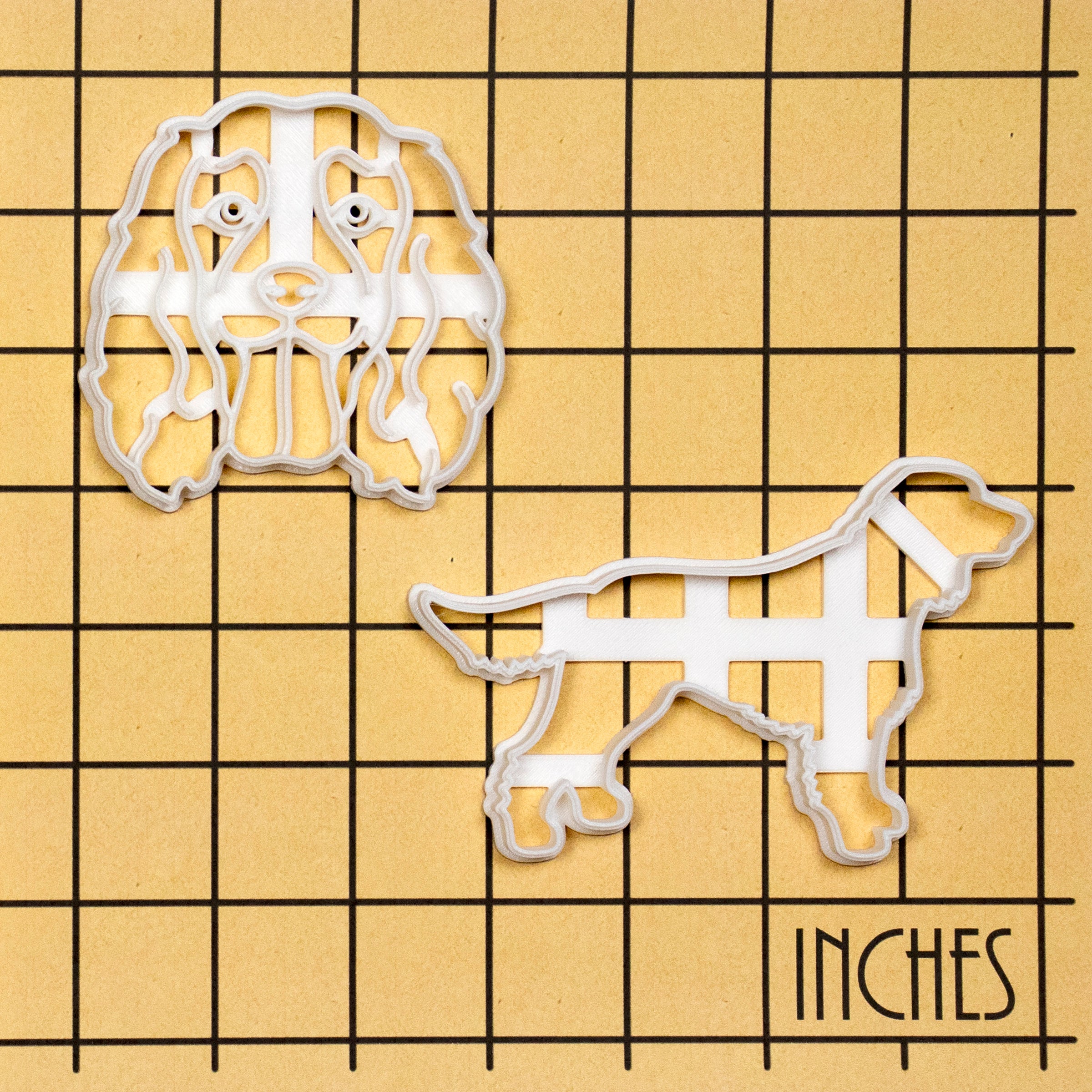 Set of 2 Working Cocker Spaniel Cookie Cutters: Face and Silhouette