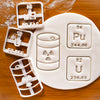 Set of 3 Radioactive Science Cookie Cutters: Nuclear Waste, Plutonium and Uranium Periodic Table Elements