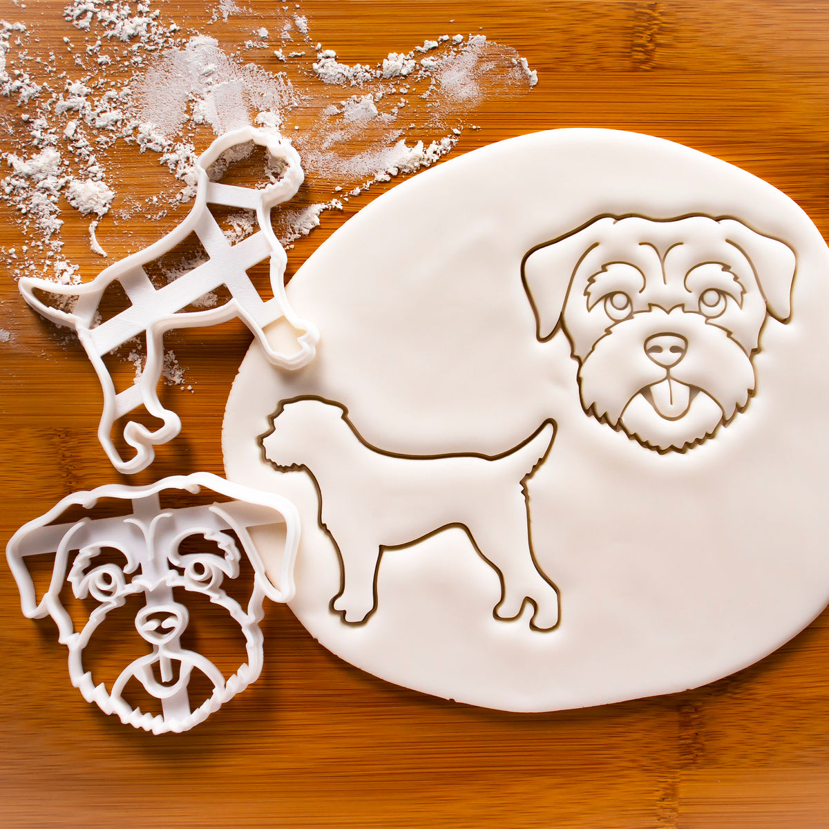 Set of 2 Border Terrier cookie cutters: Face and Body