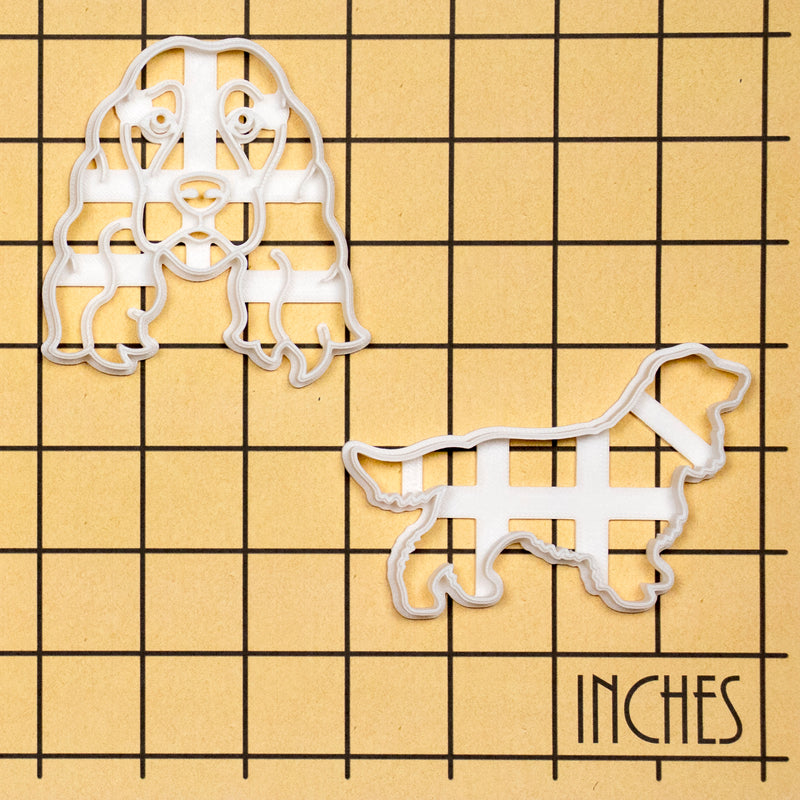 Set of 2 Show Cocker Spaniel cookie cutters - Face and Body