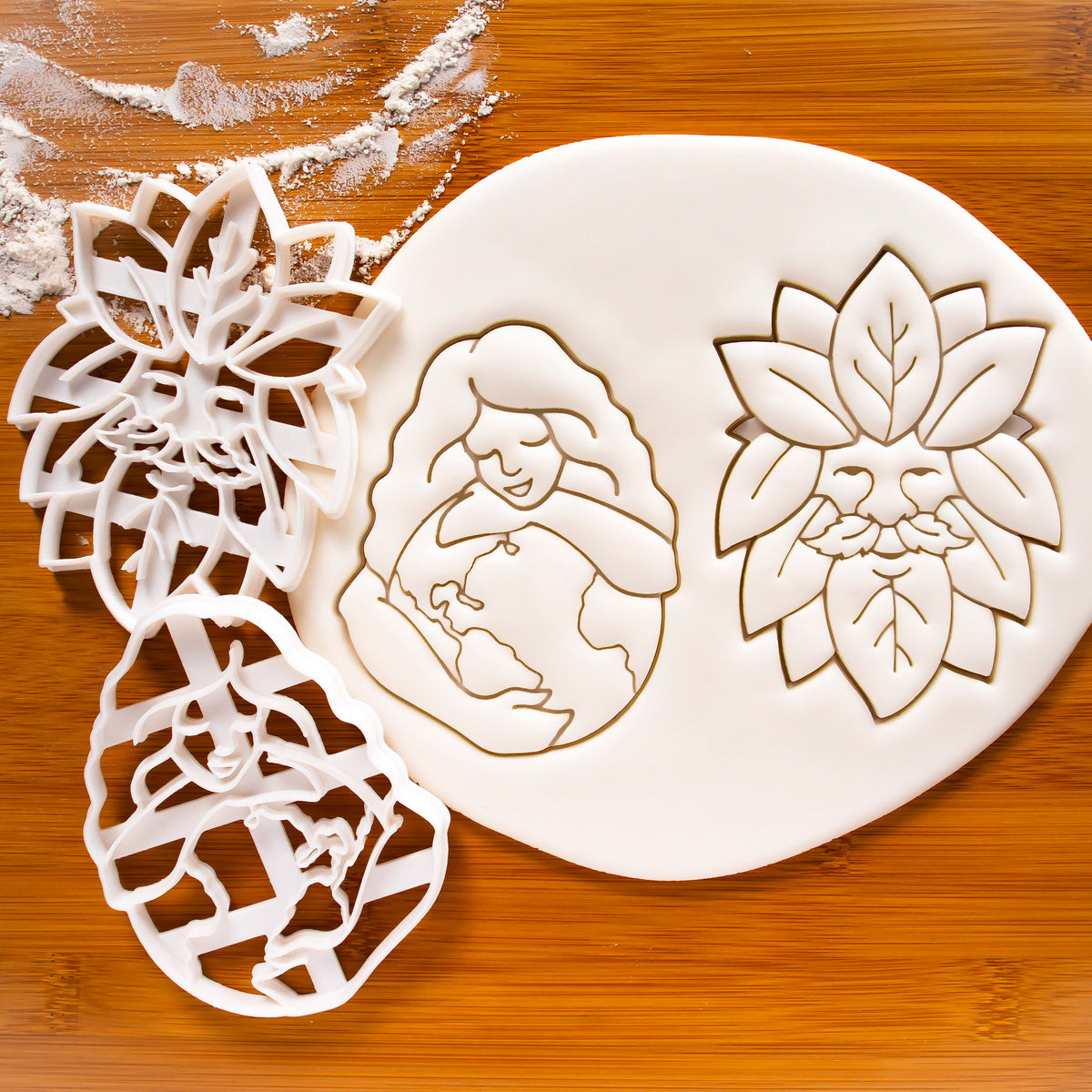 Set of 2 cookie cutters - Gaia Earth Goddess and Green man