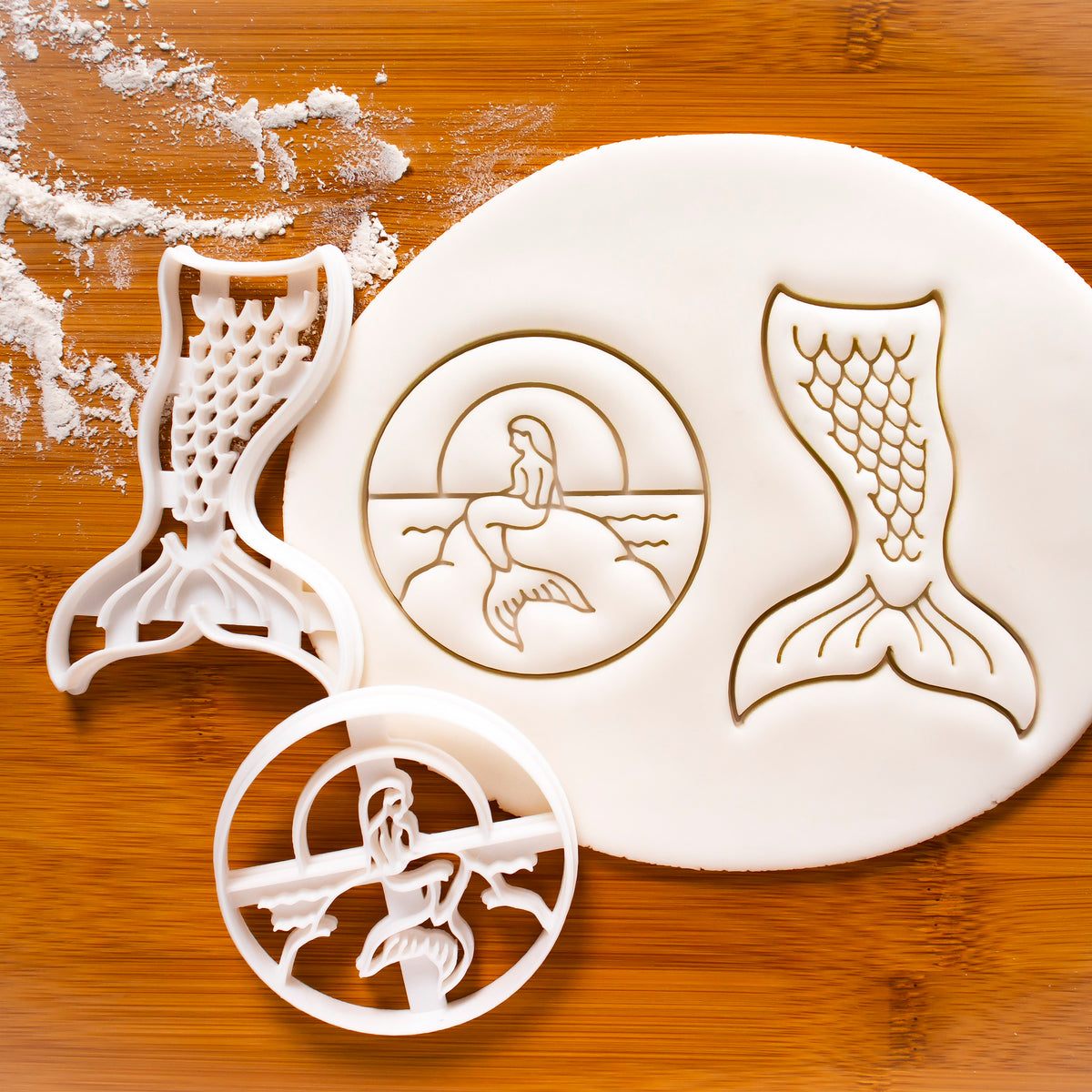 Set of 2 Mermaid cookie cutters (Sunset and Mermaid Tail)