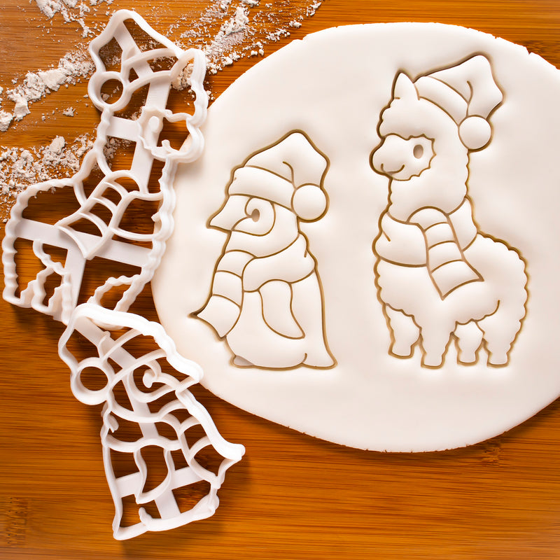 Set of 2 Christmas Animals cookie cutters (Designs: Alpaca and Baby Penguin)