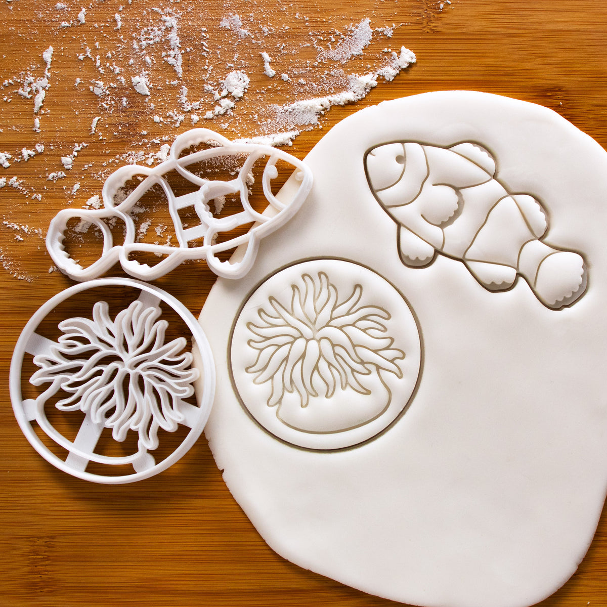 set of clownfish and sea anemone cookie cutters