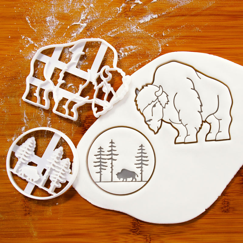 set of 2 wood bison cookie cutters