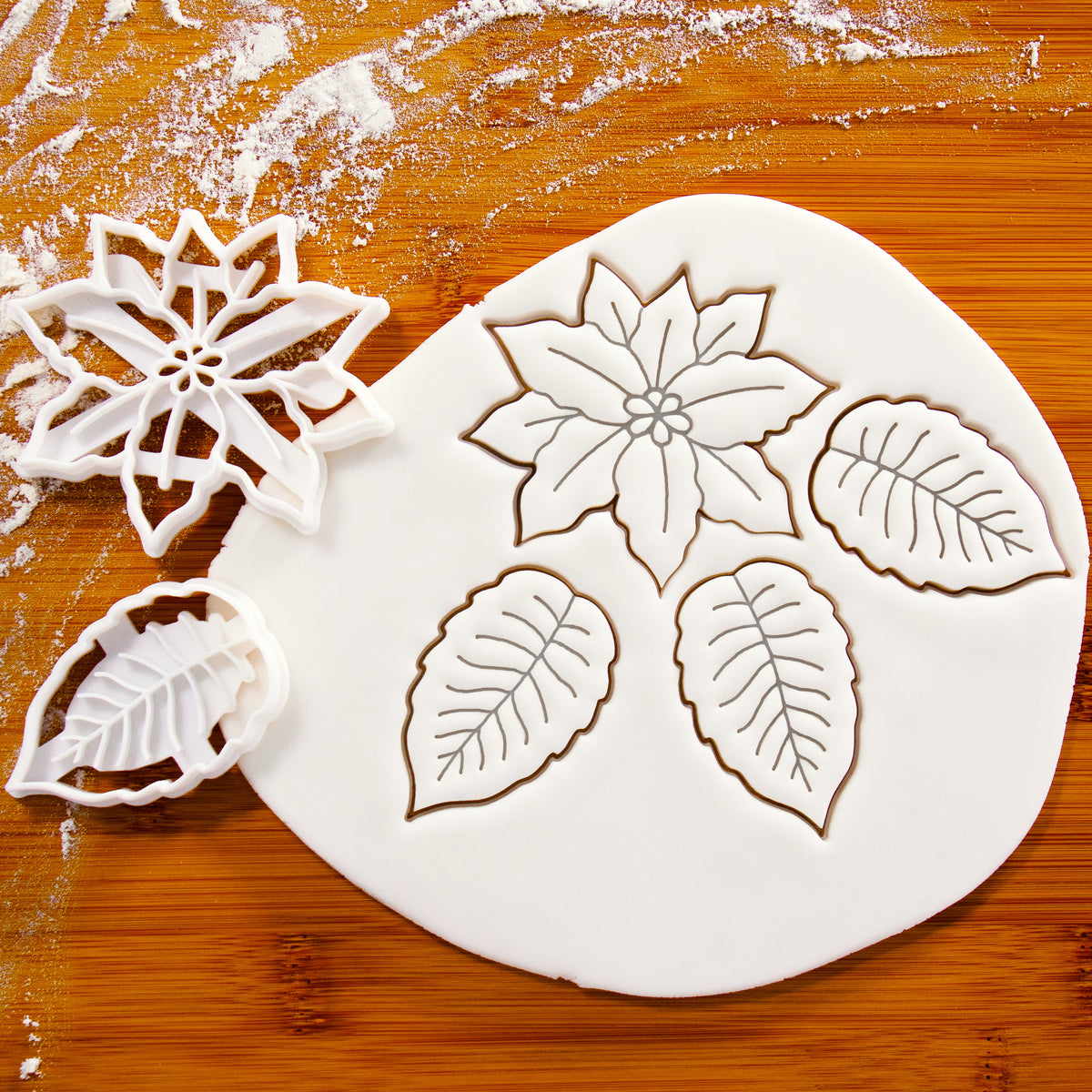 Poinsettia Flower and Leaf Cookie Cutters